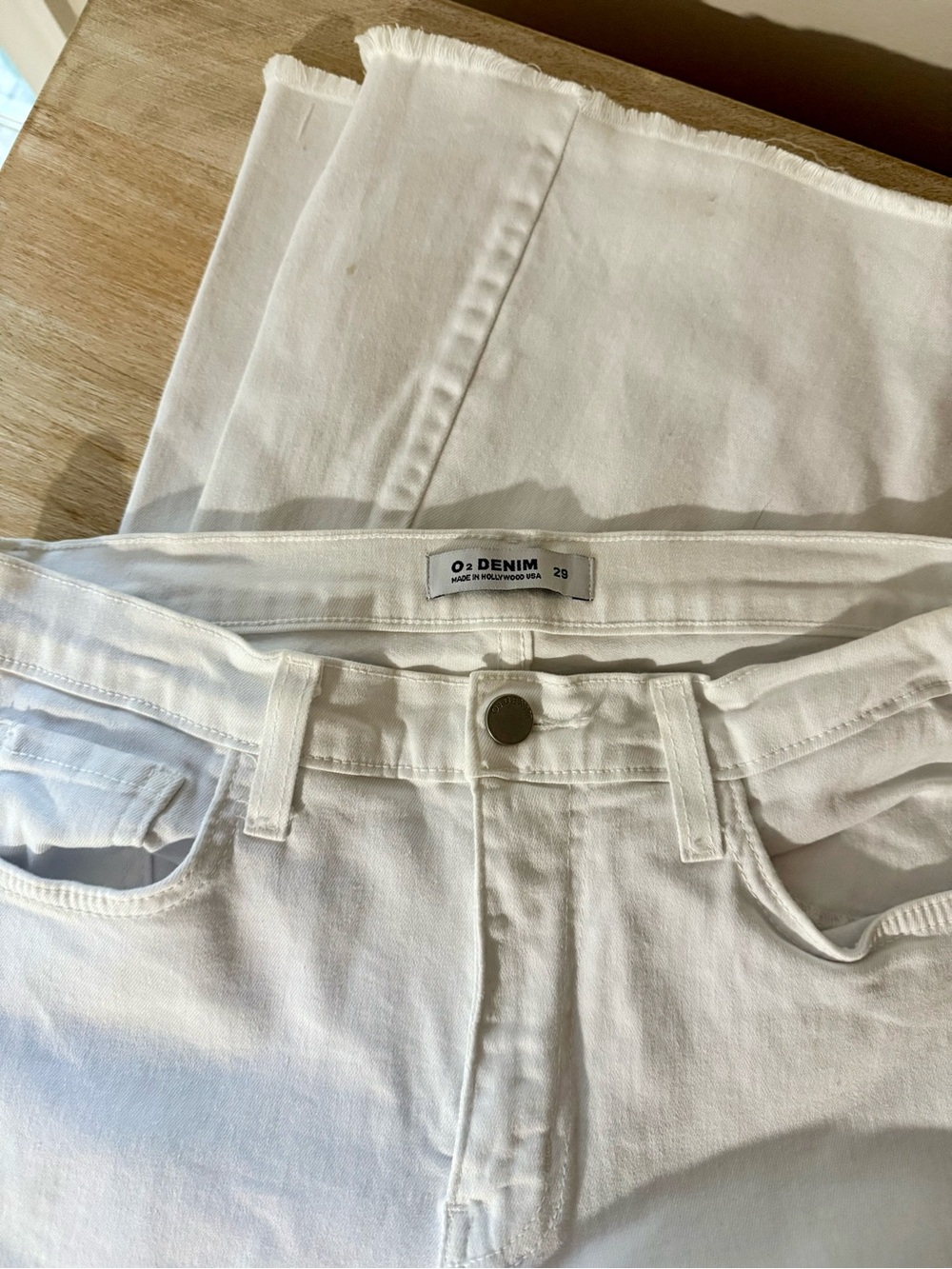 O2 Denim Women's White High-Rise Straight Jeans